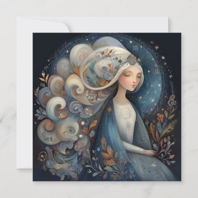 Virgo Maiden Zodiac Astrology Mystical Birthday Card (Front)
