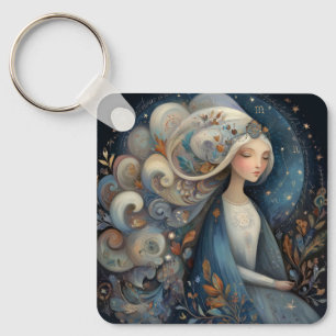 Virgo Maiden Zodiac Astrology Mystical Birthday Keychain