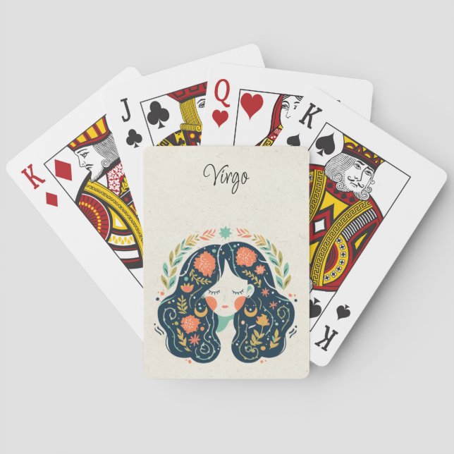 Virgo Maiden Zodiac Floral  Poker Cards (Back)