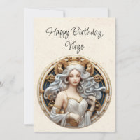 Virgo Maiden Zodiac Minimalist Birthday Flat Card