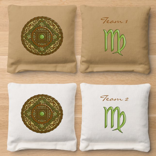 Virgo Mandala Cornhole Bags (Wood)