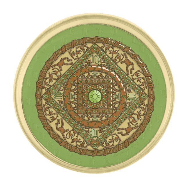 Virgo Mandala Lapel Pin (Front)