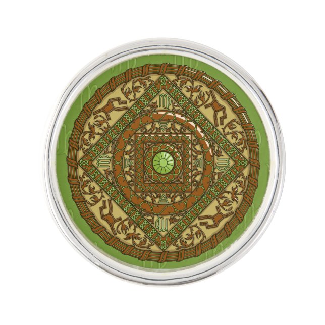 Virgo Mandala Lapel Pin (Front)