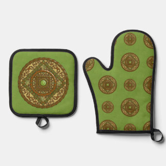 Virgo Mandala Oven Mitt & Pot Holder Set
