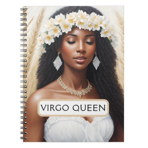 Virgo Melanin Queen Black Woman Zodiac Notebook
