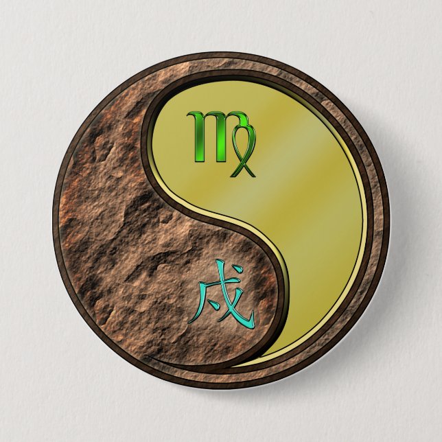 Virgo & Metal Dog Button (Front)