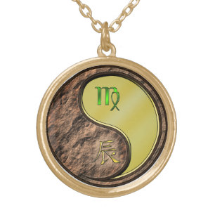 Virgo & Metal Dragon Gold Plated Necklace