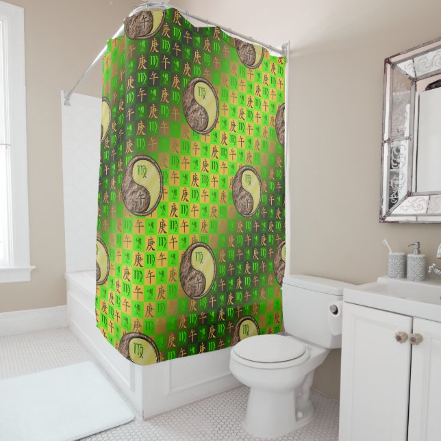 Virgo & Metal Horse Shower Curtain (In Situ)
