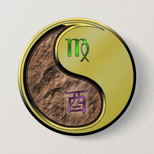 Virgo & Metal Rooster Button (Front)