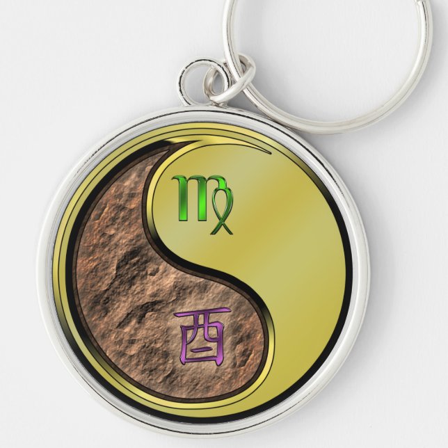 Virgo & Metal Rooster Keychain (Front)