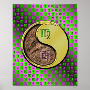 Virgo & Metal Rooster Poster