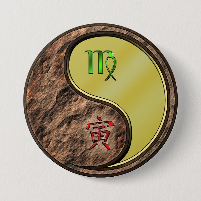 Virgo & Metal Tiger Button (Front)