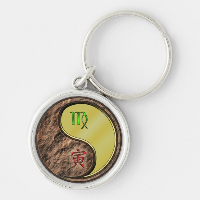 Virgo & Metal Tiger Keychain (Front)