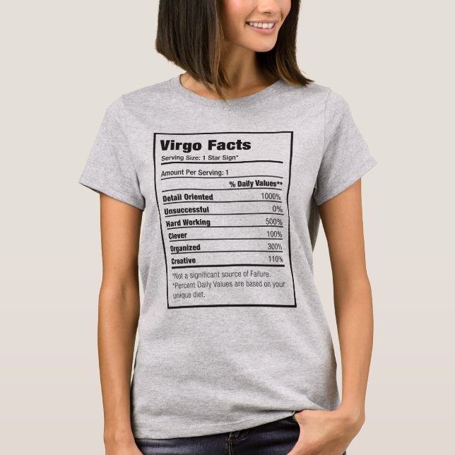 Virgo Nutrition Fact Zodiac T-Shirt (Front)