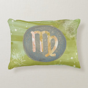 Virgo Olive Green Astrology Zodiac Sign Traits Accent Pillow
