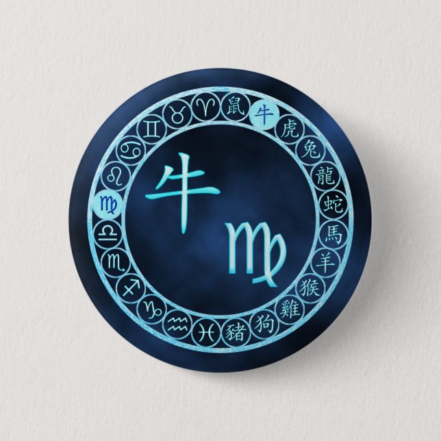 Virgo/Ox Pinback Button (Front)