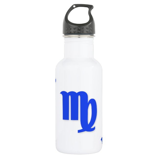 Virgo Pattern Blue Water Bottle (Front)