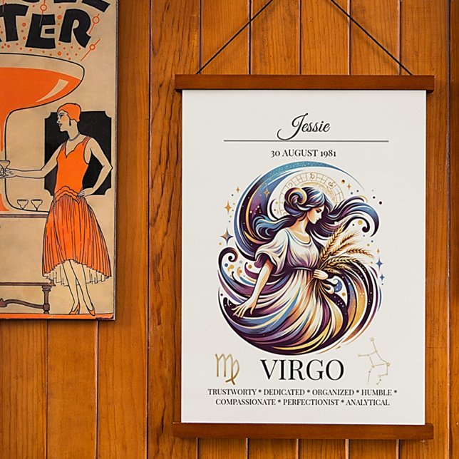 Virgo Personalized Elegant Zodiac Watercolor Poster (Creator Uploaded)