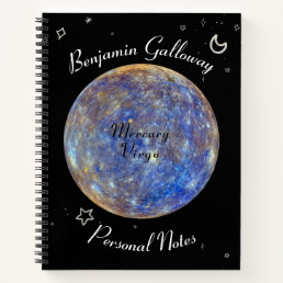 Virgo Planet Mercury Zodiac Monogram Cosmic Text Notebook