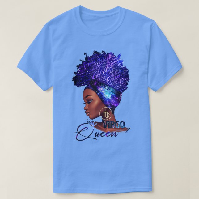 Virgo Queen Afro Melanin Girl Birthday Gift For Bl T-Shirt (Design Front)