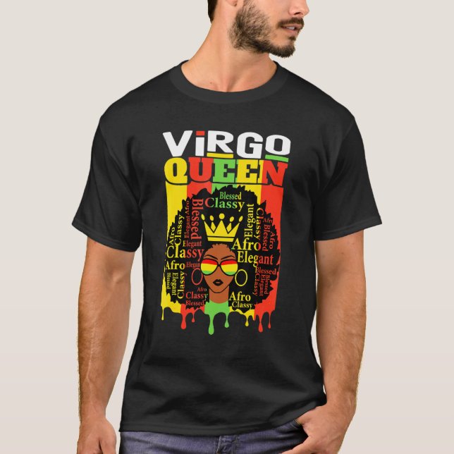 Virgo Queen Zodiac Afro Hair Style Blessed Classy  T-Shirt (Front)