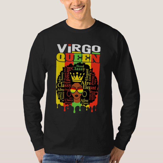Virgo Queen Zodiac Afro Hair Style Blessed Classy  T-Shirt (Front)