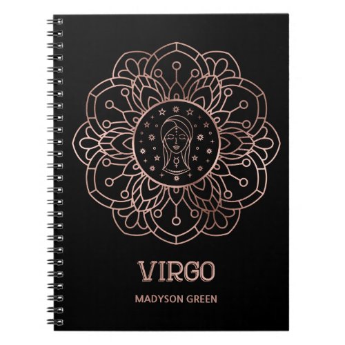 Virgo Rose Gold Mandala Zodiac Sign Personalized Notebook