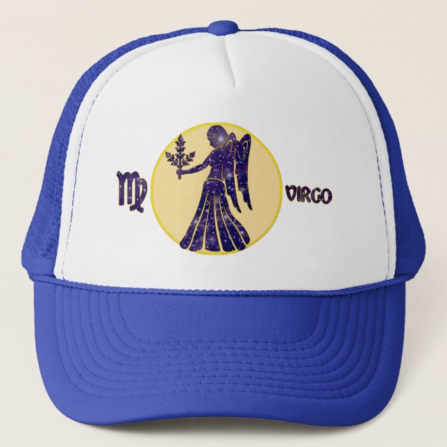 Virgo Sapphire Designer Modern Trucker Hat (Front)