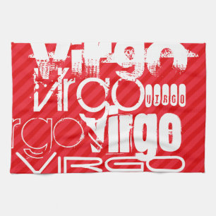 Virgo; Scarlet Red Stripes Kitchen Towel