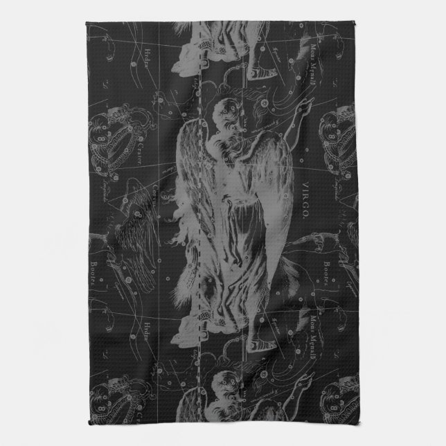 Virgo Sign Constellation Hevelius Black Decor Kitchen Towel (Vertical)