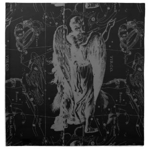 Virgo Sign Constellation Hevelius Black Decor Napkin