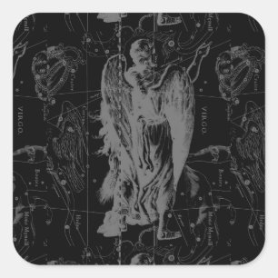 Virgo Sign Constellation Hevelius Black Decor Square Sticker