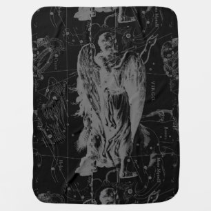 Virgo Sign Constellation Hevelius Black Decor Swaddle Blanket