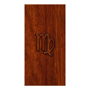 Virgo Sign in Mahogany wood style Card