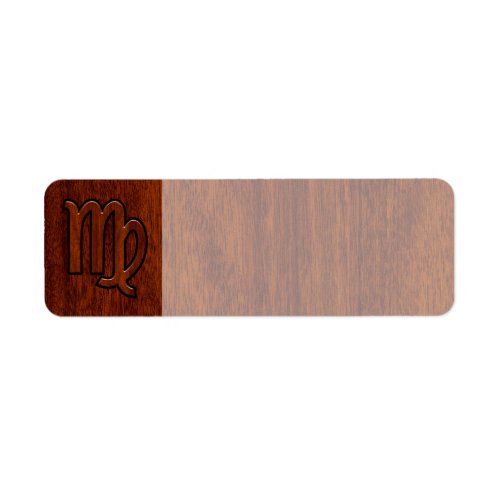 Virgo Sign in Mahogany wood style Label