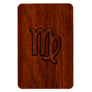 Virgo Sign in Mahogany wood style Magnet