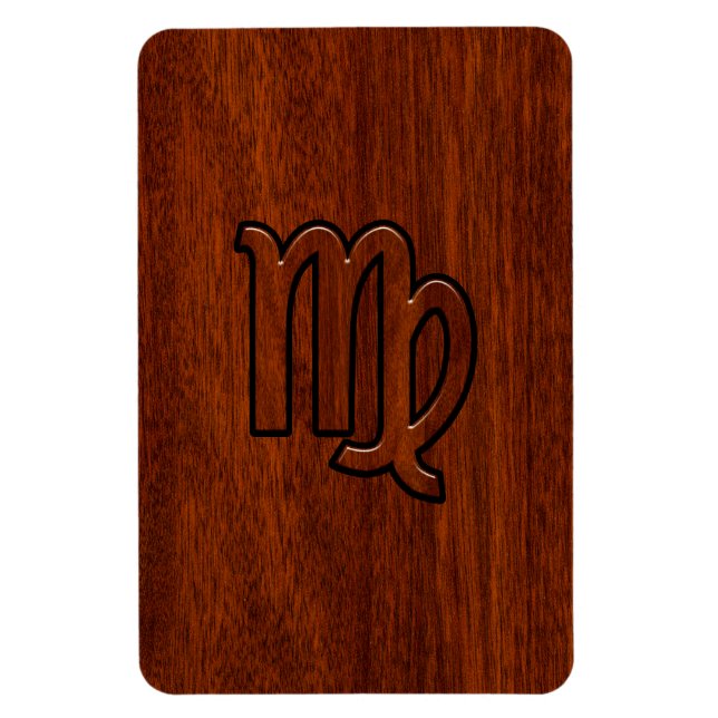 Virgo Sign in Mahogany wood style Magnet (Vertical)