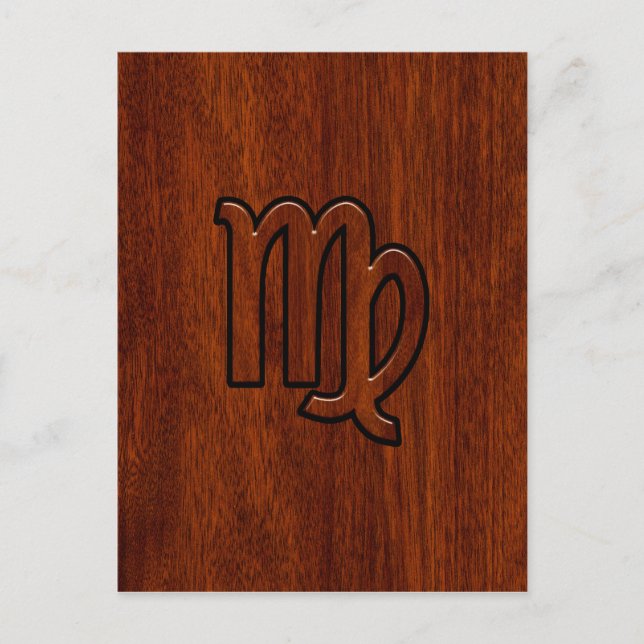 Virgo Sign in Mahogany wood style Postcard (Front)