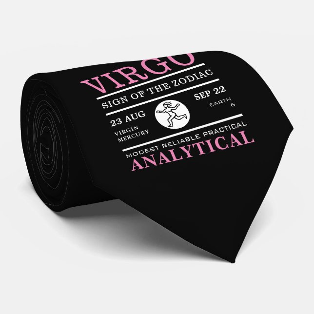 Virgo Sign of the Zodiac, Astrological Neck Tie (Rolled)