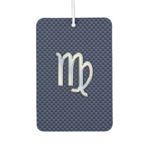 Virgo Sign on Blue Carbon Fiber Print Style Car Air Freshener