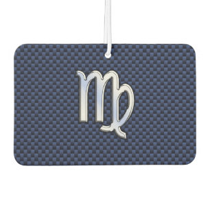 Virgo Sign on Blue Carbon Fiber Print Style Car Air Freshener