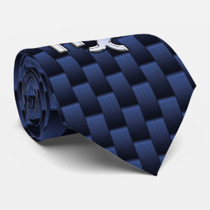 Virgo Sign on Blue Carbon Fiber Print Style Neck Tie