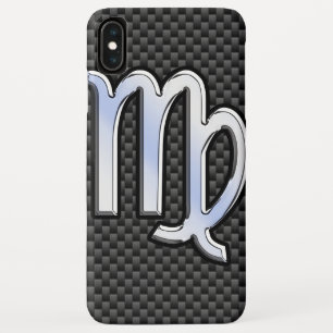 Virgo Sign on Charcoal Carbon Fiber Print iPhone XS Max Case