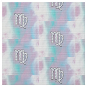 Virgo Sign on Pastels Mother of Pearl Style Print Fabric