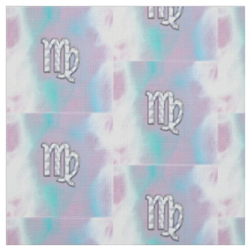Virgo Sign on Pastels Mother of Pearl Style Print Fabric