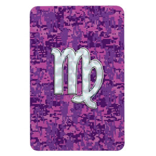 Virgo Sign on Pink Fuchsia Digital Camouflage Magnet