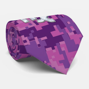 Virgo Sign Pink Fuchsia Digital Camouflage Style Tie