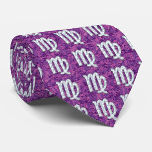 Virgo Sign Pink Fuchsia Digital Camouflage Style Tie