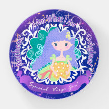 Virgo Sign. Round Paperweight