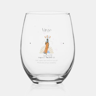 Virgo Stemless, Zodiac ,Constellation Wine Glass
